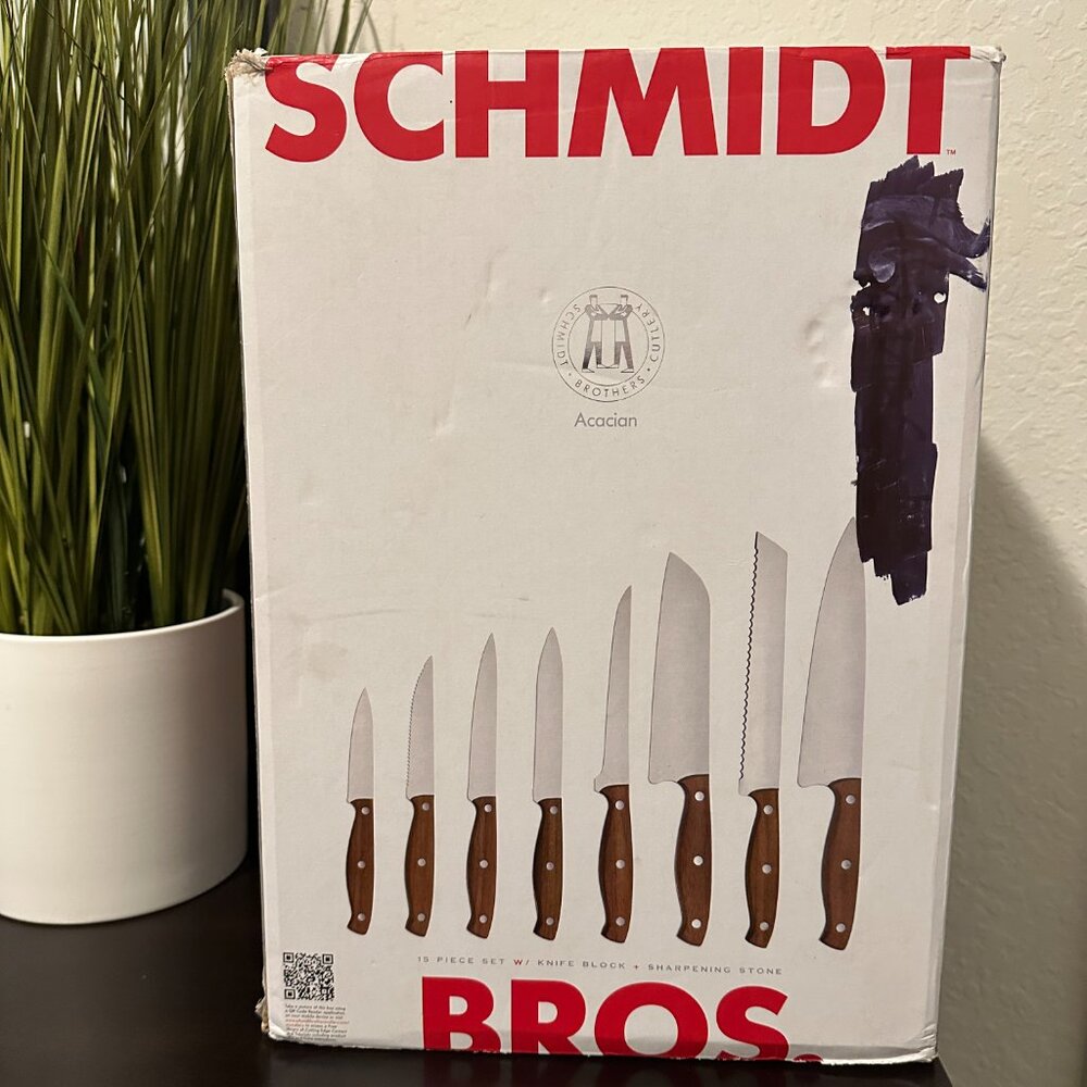 Schmidt Bros Acacian No. 3 Complete 15-Piece Knife Set w/ Magnetic Block & Box